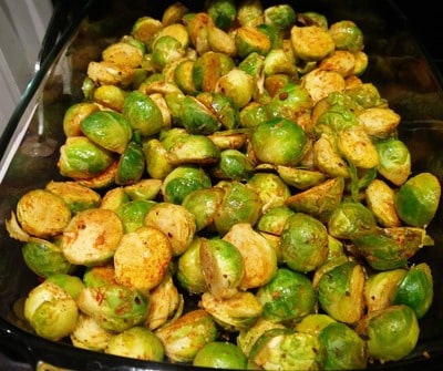Transfer to oven and and cook for 20 minutes Roasted Parmesan Brussels Sprouts
