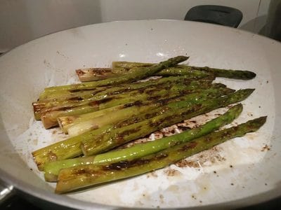 Cook them for another 3-4 minutes with the lead on Cognac Chestnut Mushrooms on Floating Zucchini with Asparagus