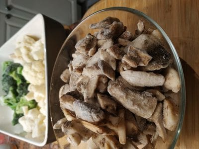 Keto Basics Mushrooms with cheese Broccoli and cauliflower